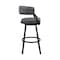 Armen Living Saturn 30" Bar Height Swivel Gray Faux Leather and Black Metal Bar Stool LCSNBABLKGR30 - alternate 7